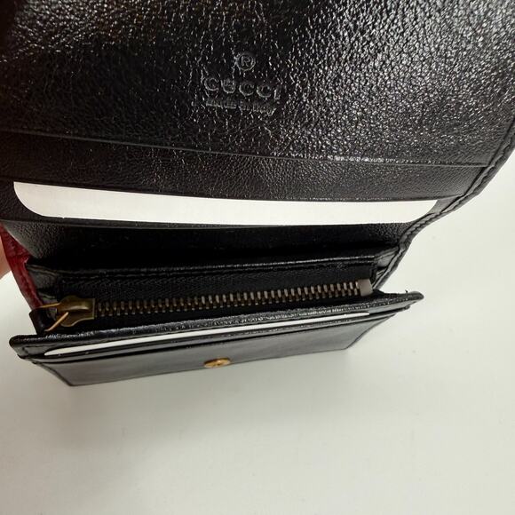 New GUCCI GG Marmont Diagonal Black and Red Leather Bifold Card Wallet W/ Box - Picture 11 of 15